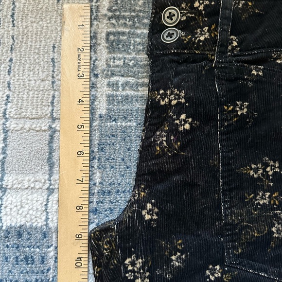 Pilcro Black Corduroy Floral Straight Leg Elevated Statement Pants - Picture 10 of 13